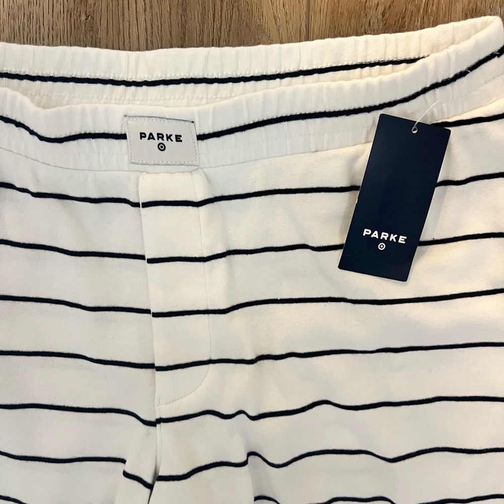 PARKE Target Striped Wide-Leg Lounge Pants - White/Navy - Picture 3 of 4